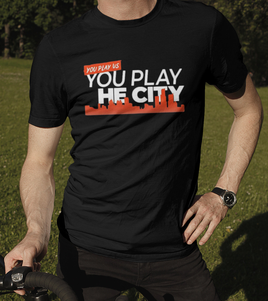 Detroit Tigers You Play Us You Play The City Skyline Orange Text T-Shirt