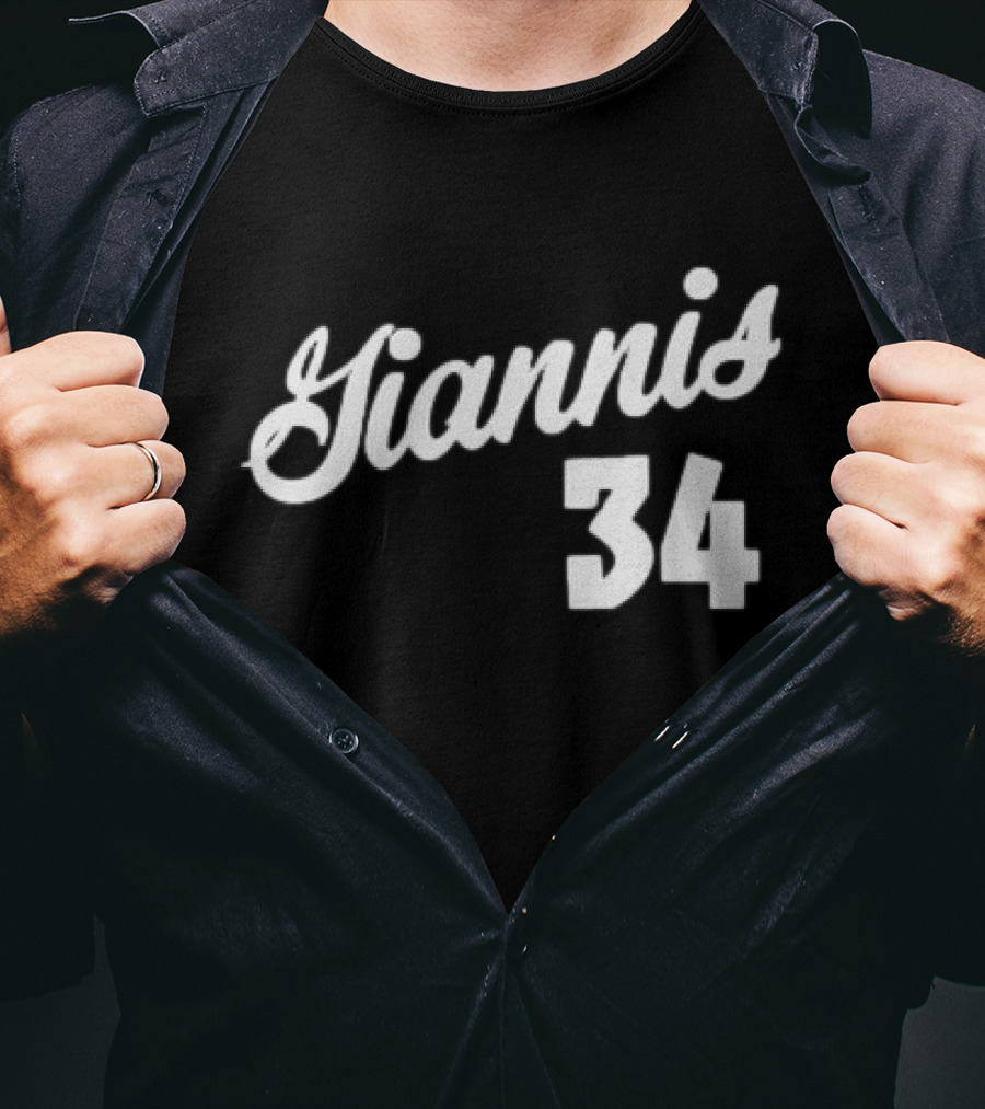 Giannis Antetokounmpo Milwaukee 34 Script Basketball T-Shirt