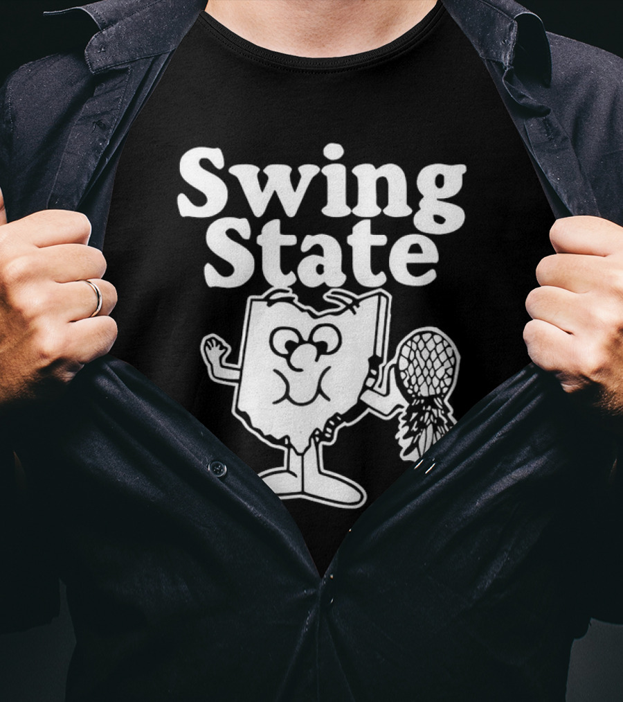Ohio Swing State Cartoon Character With Bat And Ball T-Shirt