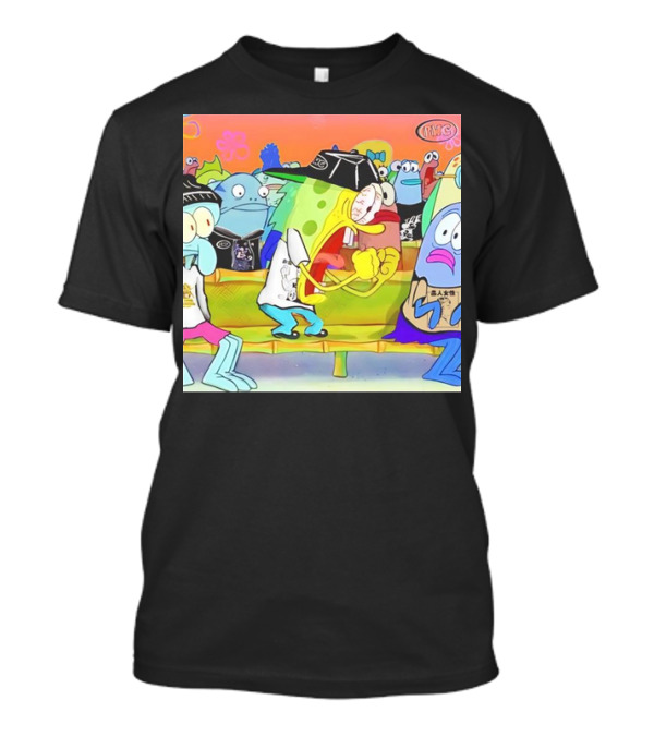 PWC Logo Spongebob Characters Group Scene T-Shirt