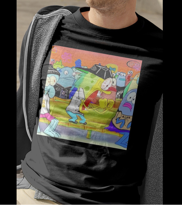 PWC Logo Spongebob Characters Group Scene T-Shirt