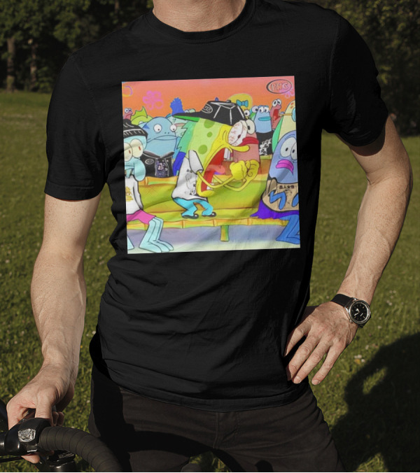 PWC Logo Spongebob Characters Group Scene T-Shirt