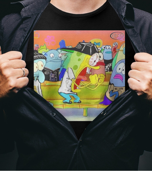 PWC Logo Spongebob Characters Group Scene T-Shirt