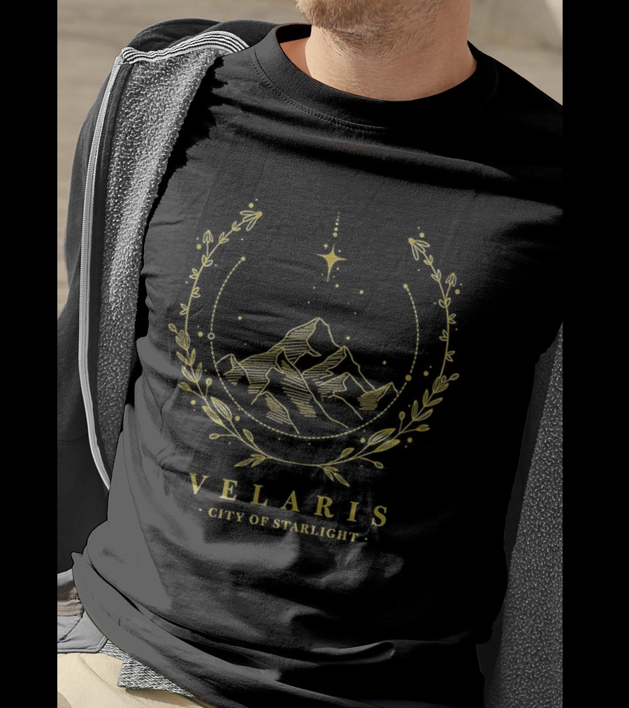 Velaris City Of Starlight Night Sky Mountain Emblem T-Shirt