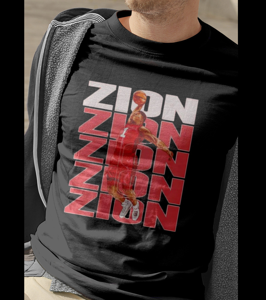 Zion Williamson Basketball Dunk Red Repeat T-Shirt