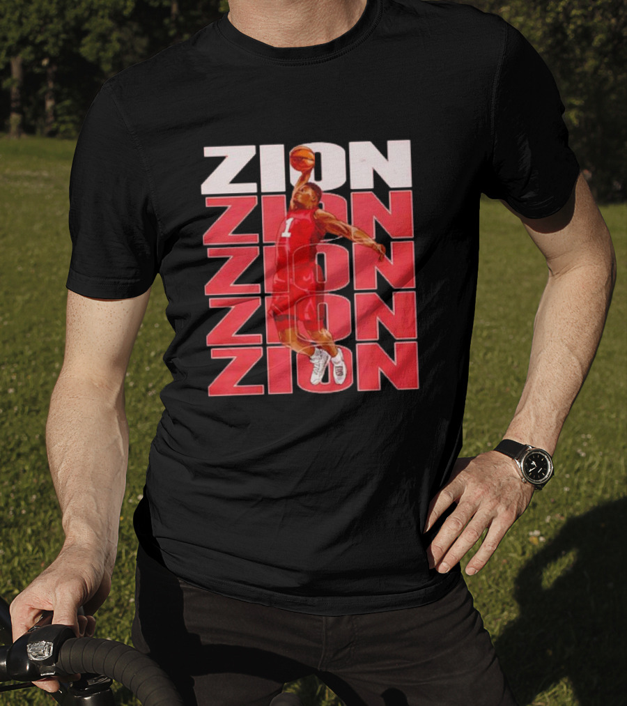 Zion Williamson Basketball Dunk Red Repeat T-Shirt