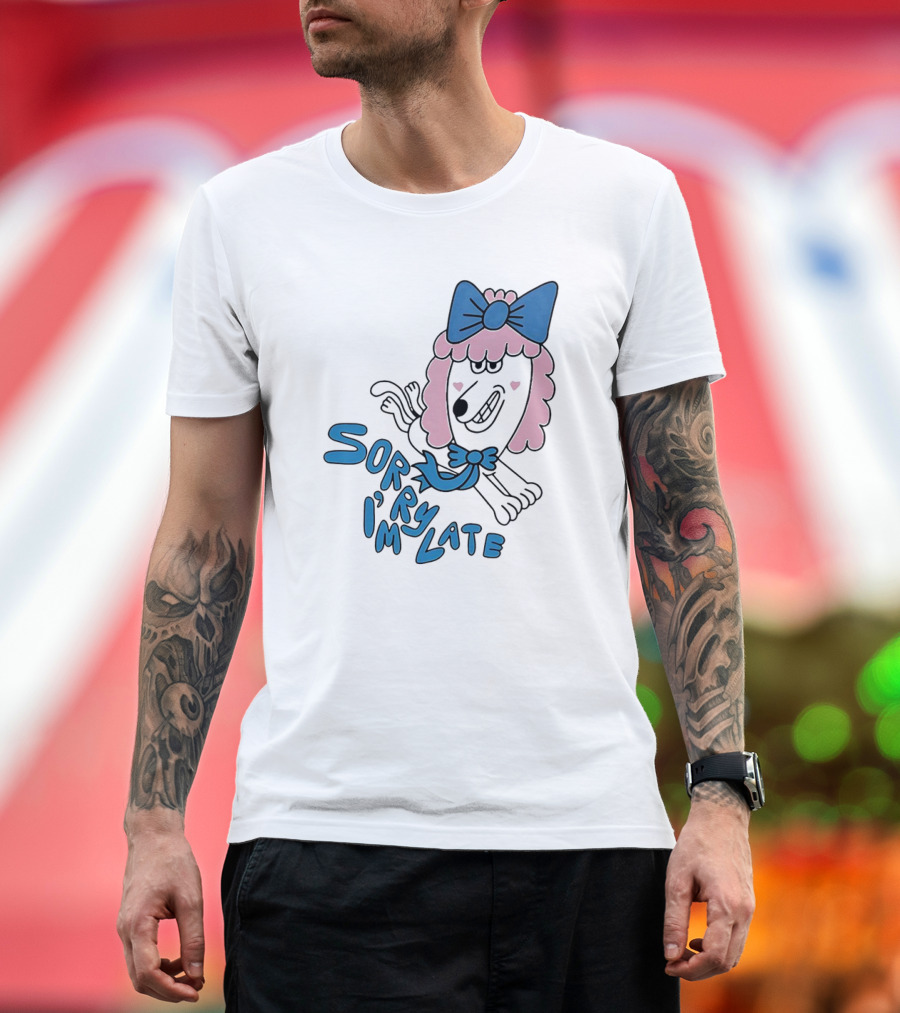 Lazy Oaf Sorry I’m Late Poodle with Pink and Blue Bow T-Shirt