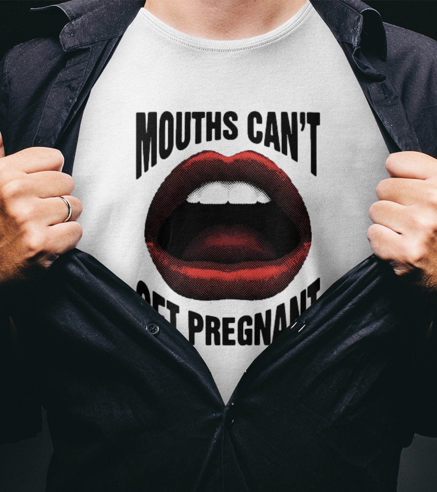 Mouths Can't Get Pregnant Bold Retro Pop Art Style Open Lips T-Shirt