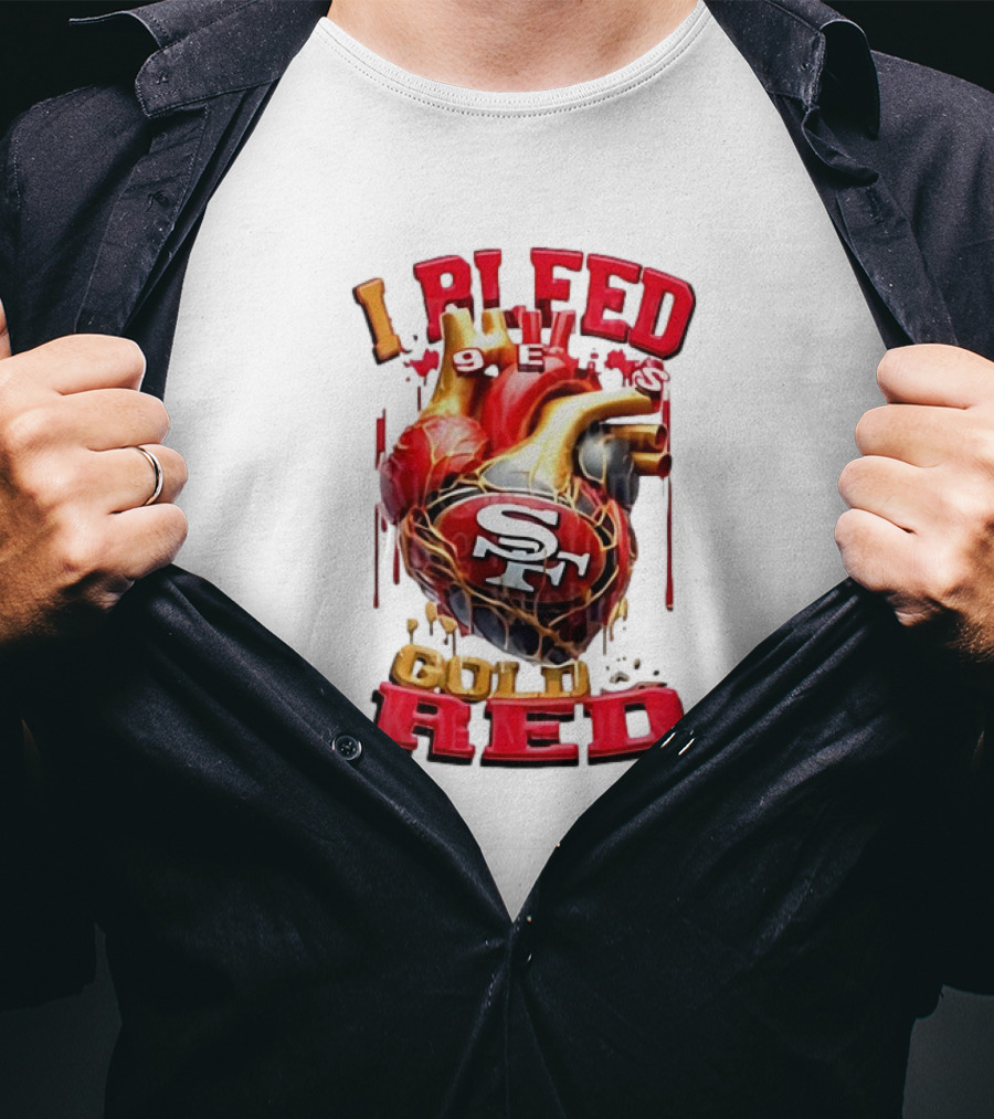I Bleed Gold Red 49ers Heart San Francisco T-Shirt