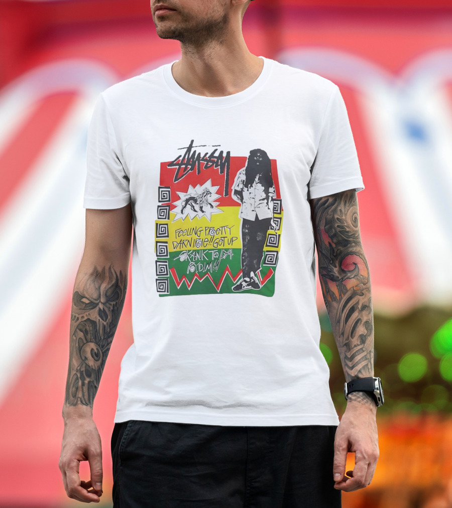 Stussy Bob Marley Feeling Pretty Darn Irie Get Up Skank to Da Riddim T-Shirt