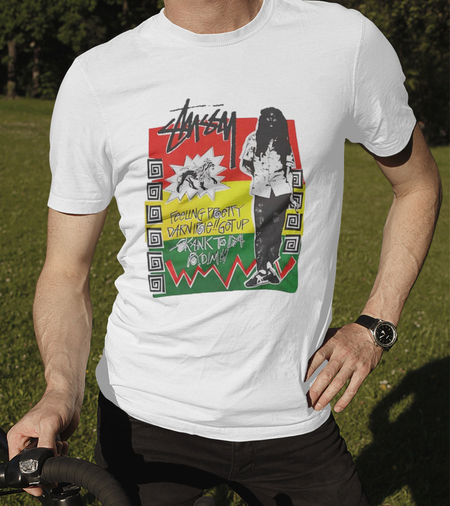 Stussy Bob Marley Feeling Pretty Darn Irie Get Up Skank To Da Riddim T-Shirt