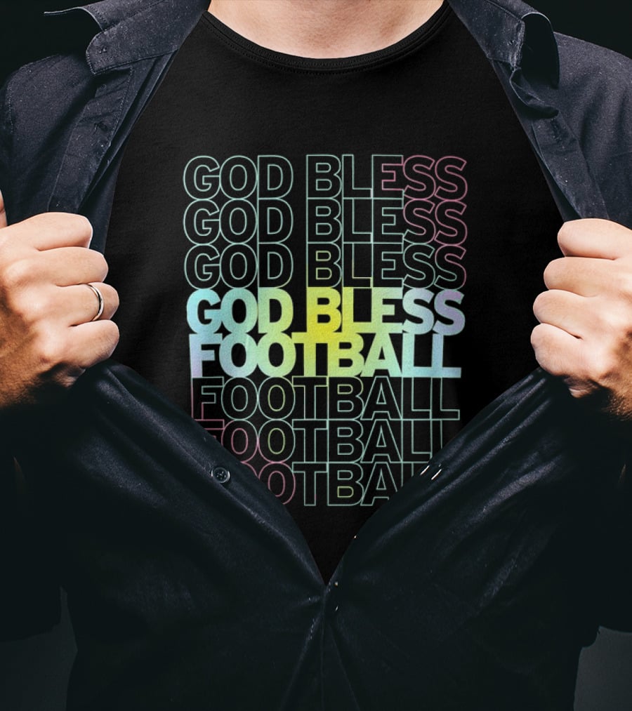 God Bless Football Echo Spectrum Repeated Text T-Shirt