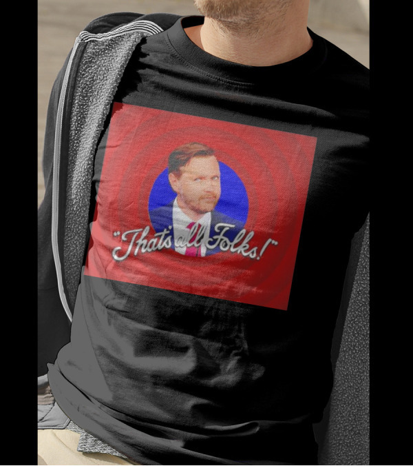 JD Vance That’s All Folks Cartoon Style Portrait With Classic Phrase T-Shirt