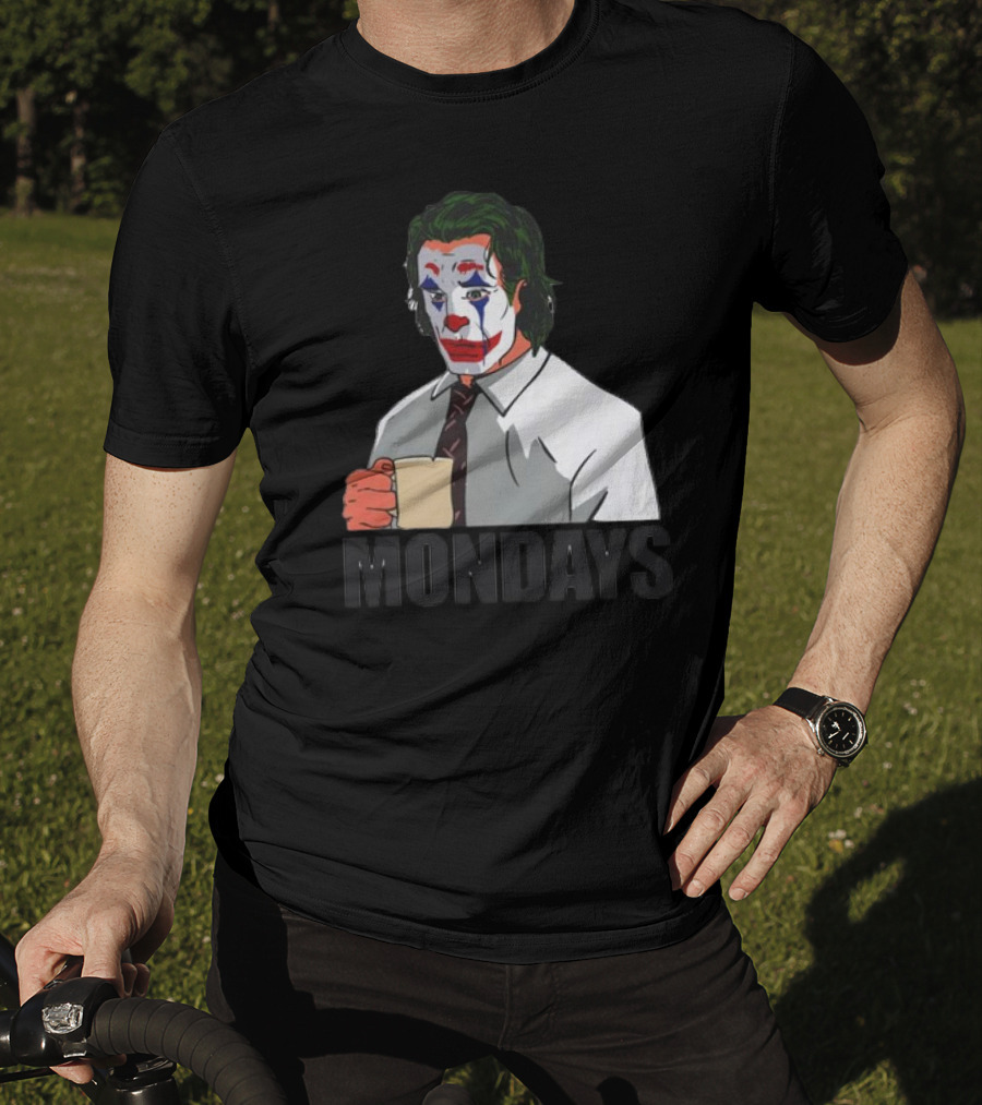 Joker Clown Drinking Coffee Mondays Mood T-Shirt