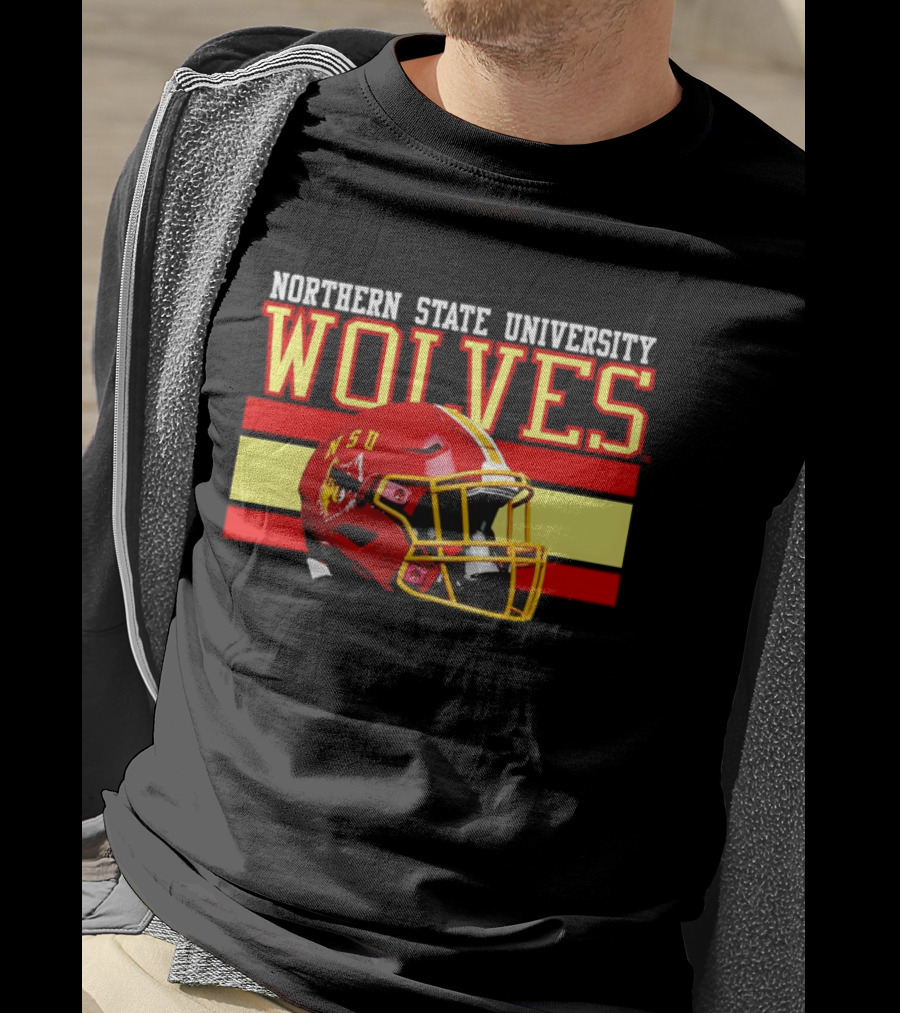 Northern State University Wolves NSU Football Helmet T-Shirt