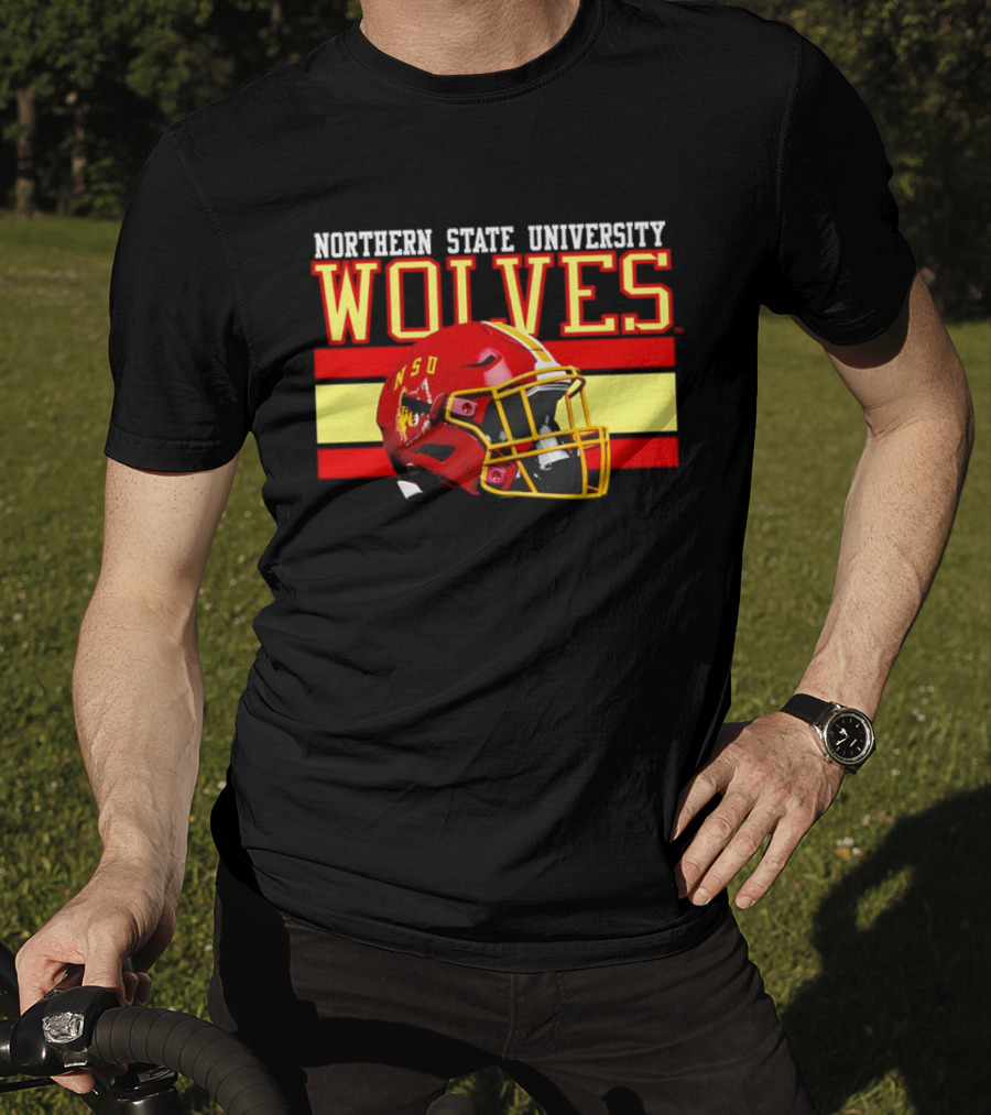 Northern State University Wolves NSU Football Helmet T-Shirt