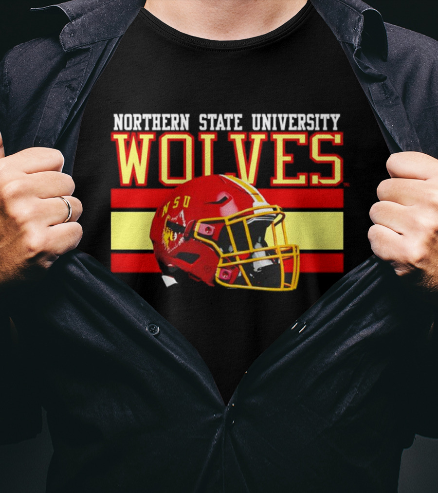 Northern State University Wolves NSU Football Helmet T-Shirt