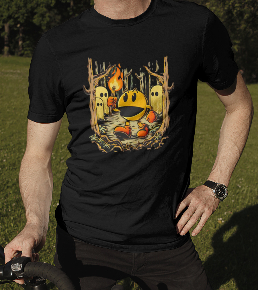 Pac Man Game Forest Torch Adventure With Ghosts T-Shirt