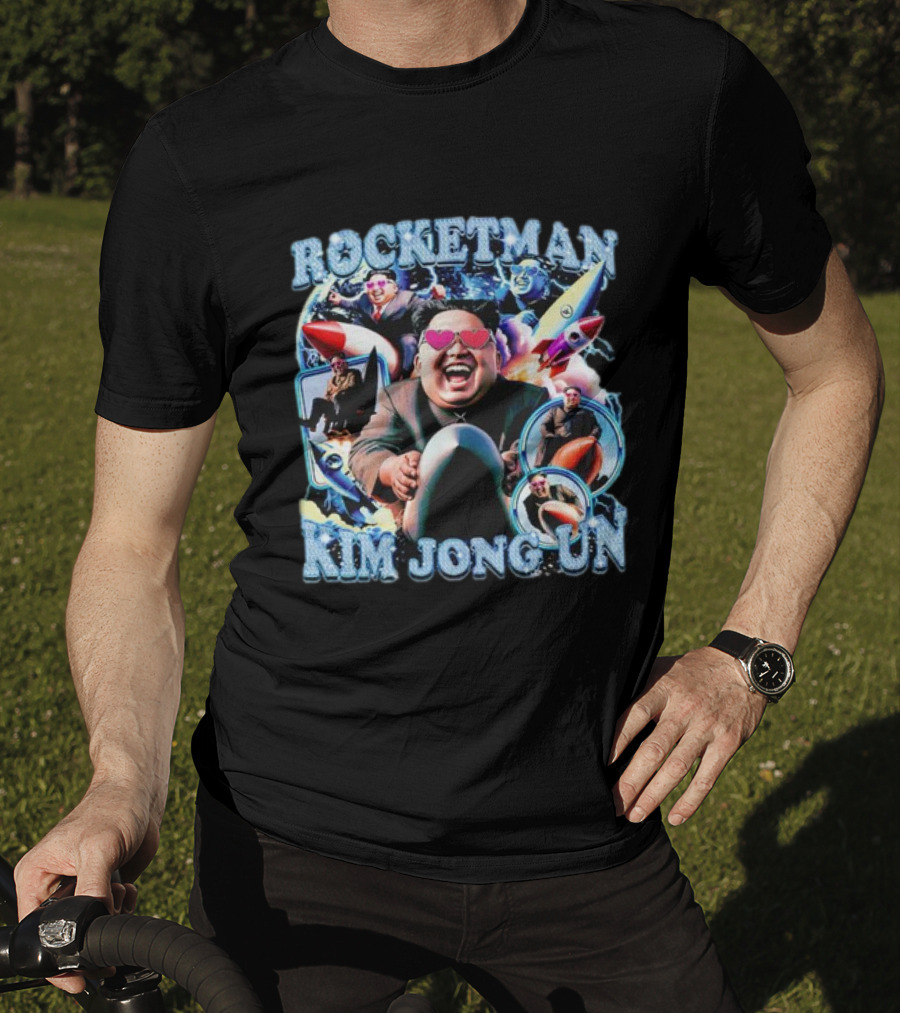 Rocketman Kim Jong Un Heart Sunglasses Missile Adventure T-Shirt