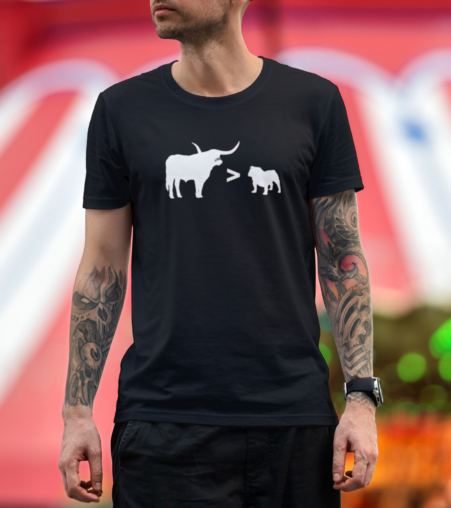 Texas Longhorns Bevo Greater Than UGA Bulldog Football Rivalry T-Shirt