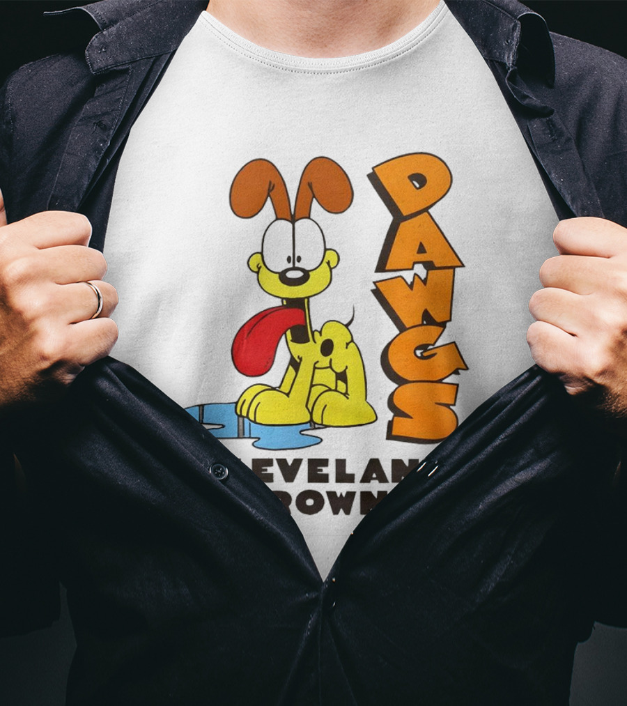Dawgs Cleveland Browns Odie Garfield Cartoon T-Shirt