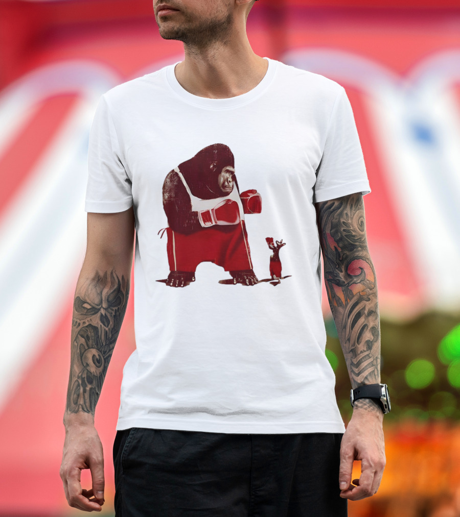 Gorilla Boxing Kangaroo Showdown in Red Boxing Gear T-Shirt