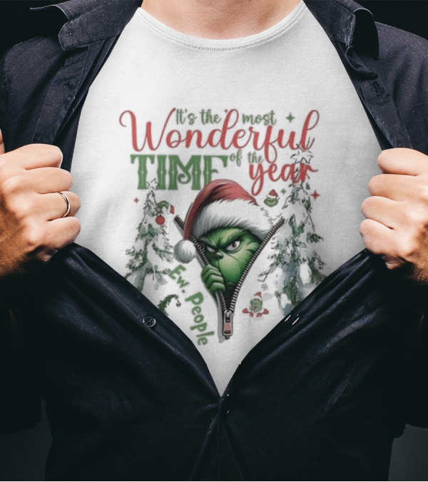 Grinch Ew People It's The Most Wonderful Time Of The Year 2024 Christmas Sneaky T-Shirt