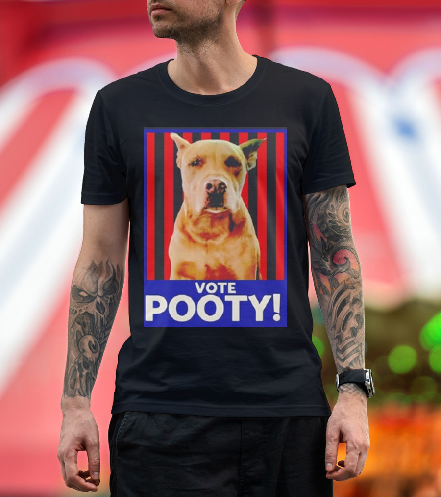 Vote Pooty Dog with Red and Black Stripes T-Shirt