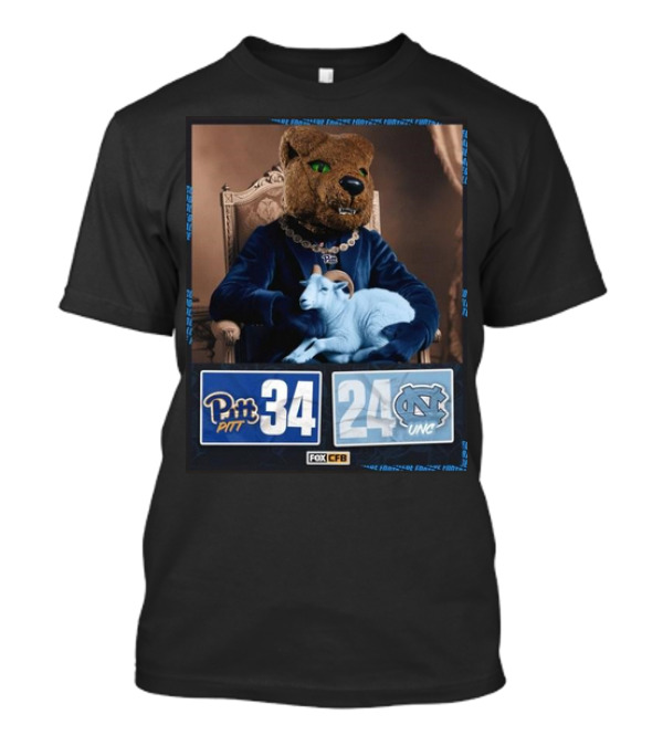Pitt 34 24 UNC Football 2024 Game Final Score Victory Fox CFB T-Shirt