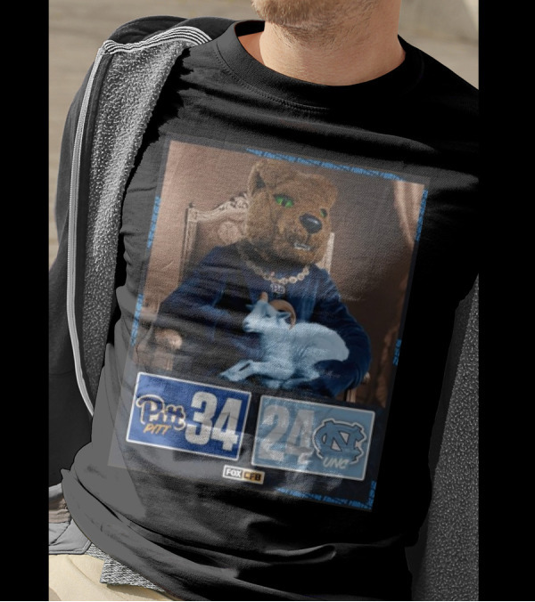 Pitt 34 24 UNC Football 2024 Game Final Score Victory Fox CFB T-Shirt
