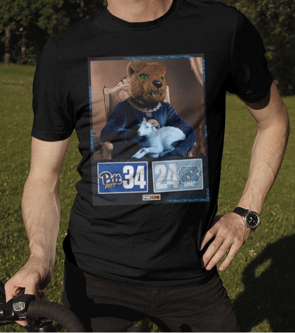 Pitt 34 24 UNC Football 2024 Game Final Score Victory Fox CFB T-Shirt