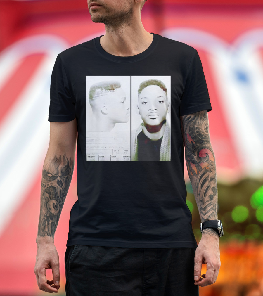 Will Smith Mugshot Style Image Dual View Portrait Text Elements T-Shirt