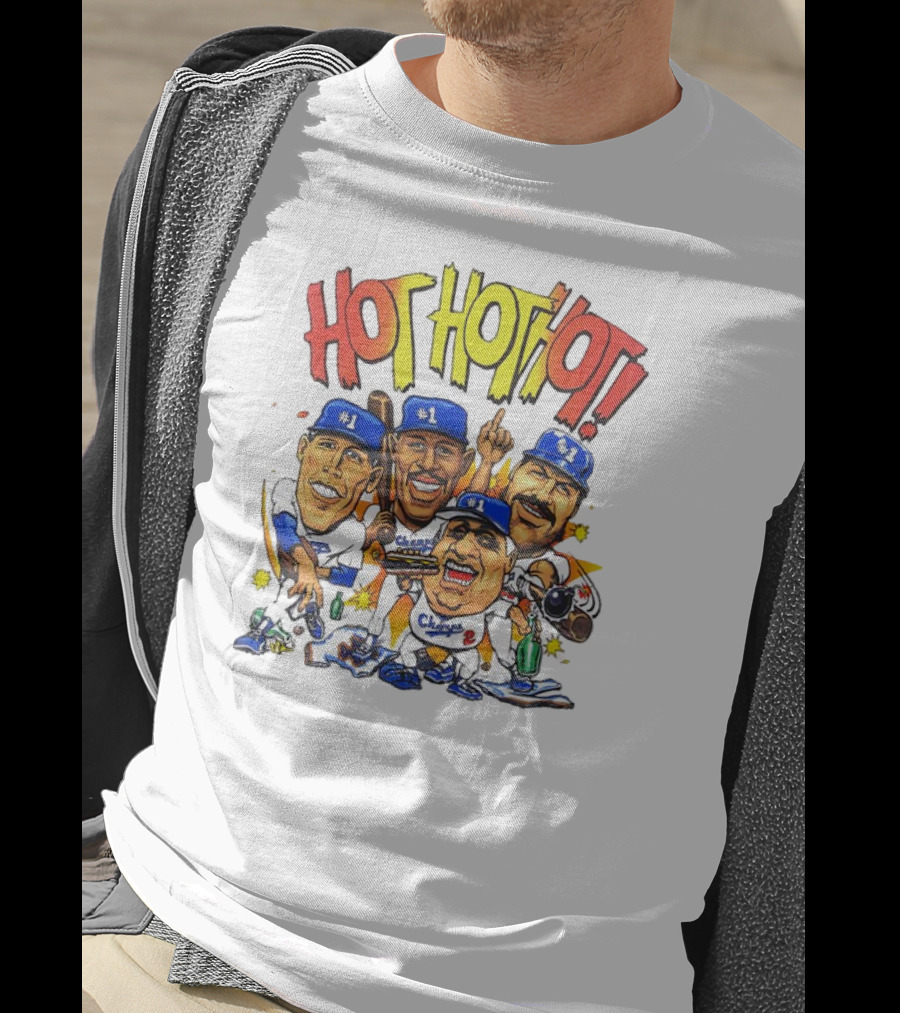 Los Angeles Dodgers Hot Hot Hot Caricature #1 Champs T-Shirt