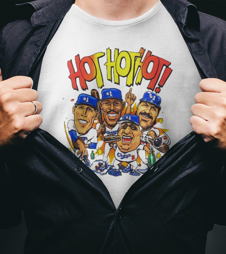 Los Angeles Dodgers Hot Hot Hot Caricature #1 Champs T-Shirt