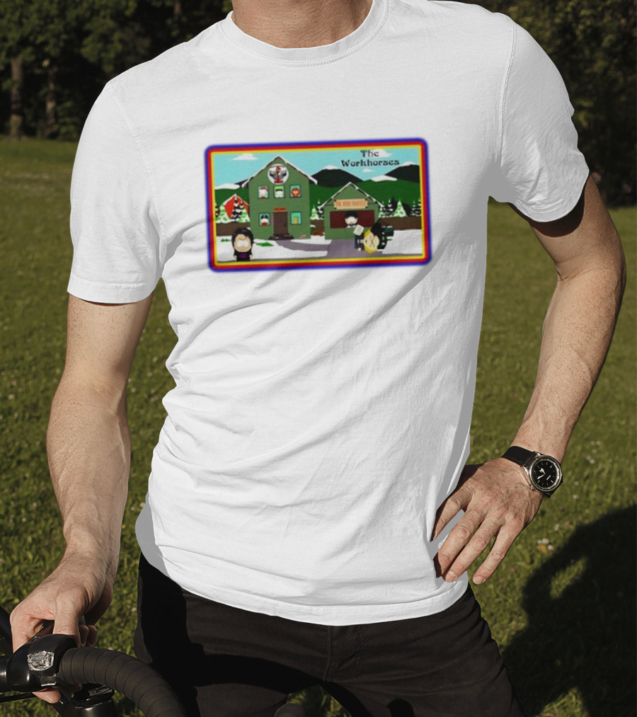 The Workhorses South Park Cartoon Snowy Neighborhood Scene T-Shirt