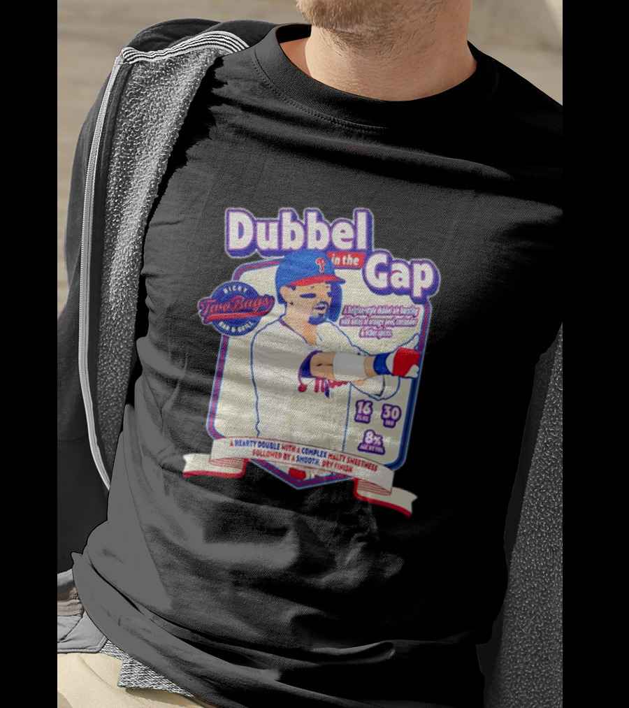 Dubbel In The Gap Nicky Two Bags Baseball Beer Label T-Shirt