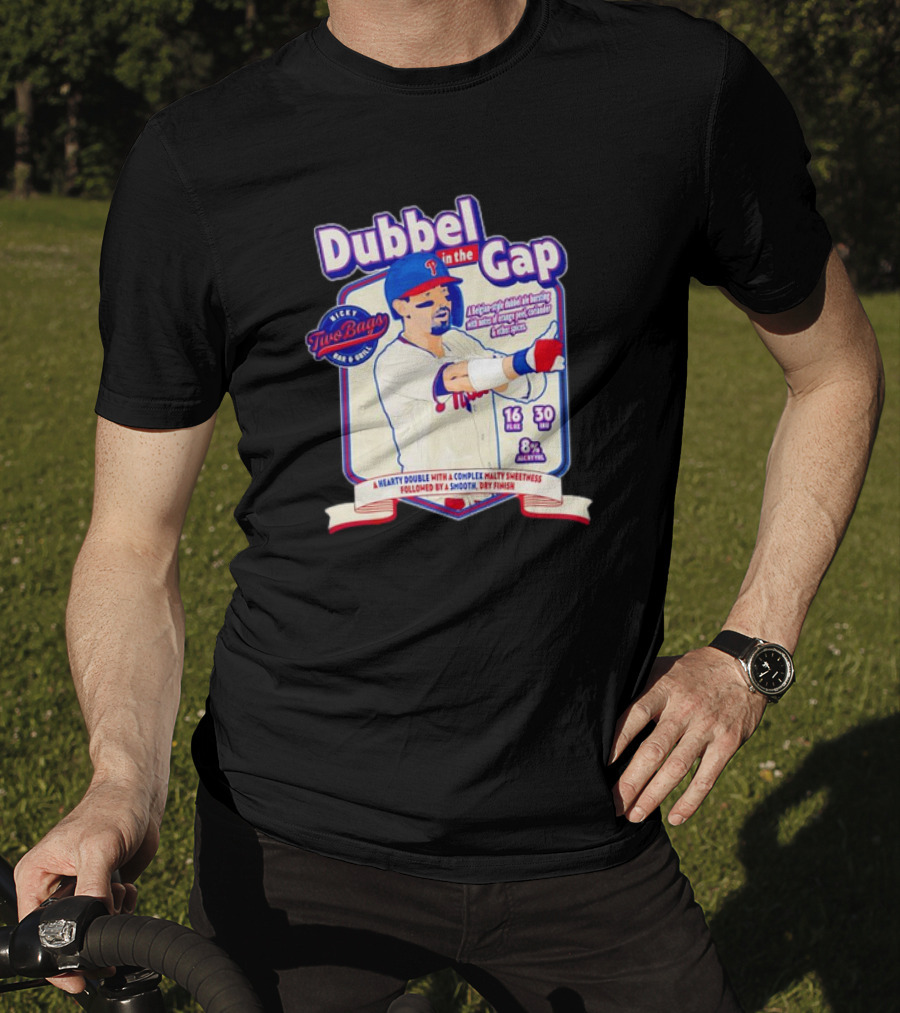 Dubbel In The Gap Nicky Two Bags Baseball Beer Label T-Shirt