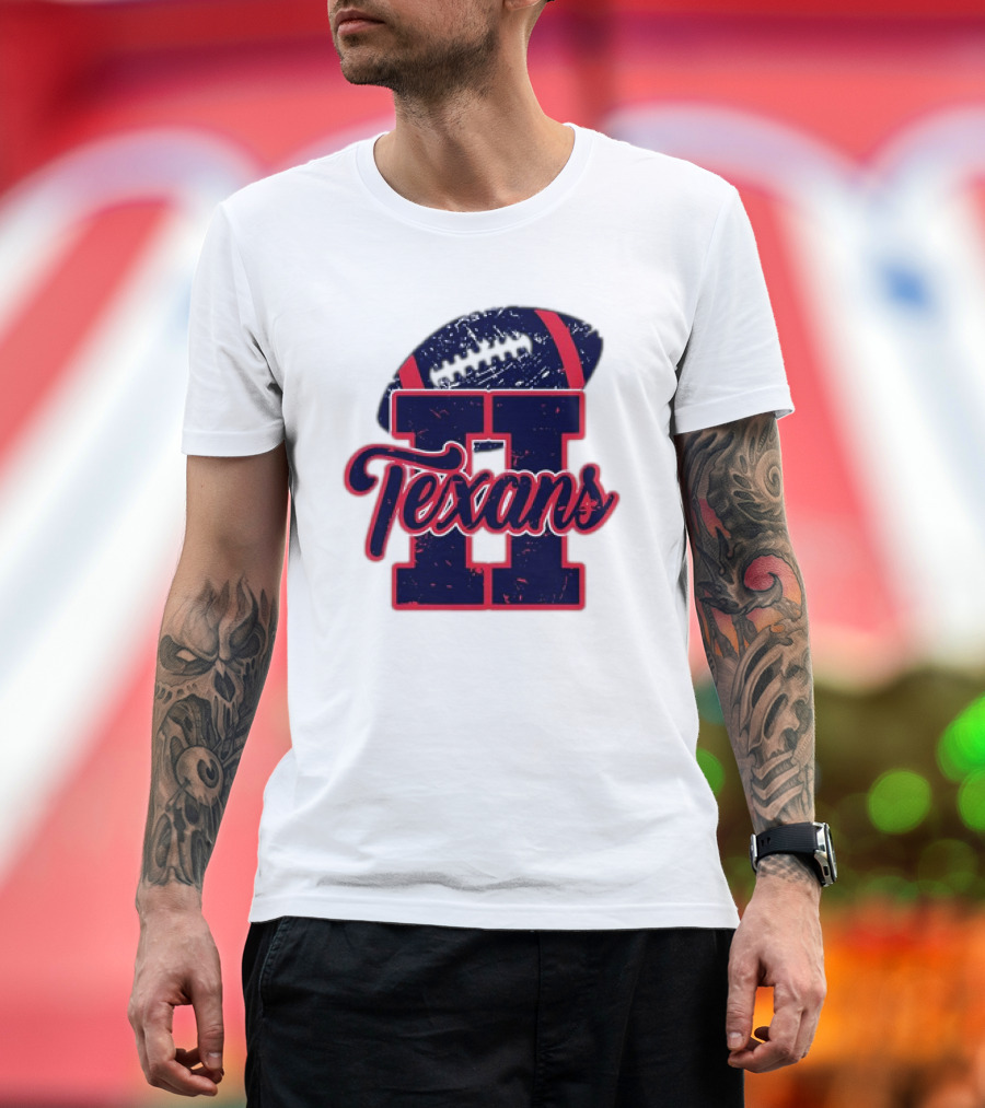 Retro Vintage Texans Football H Logo with Football T-Shirt