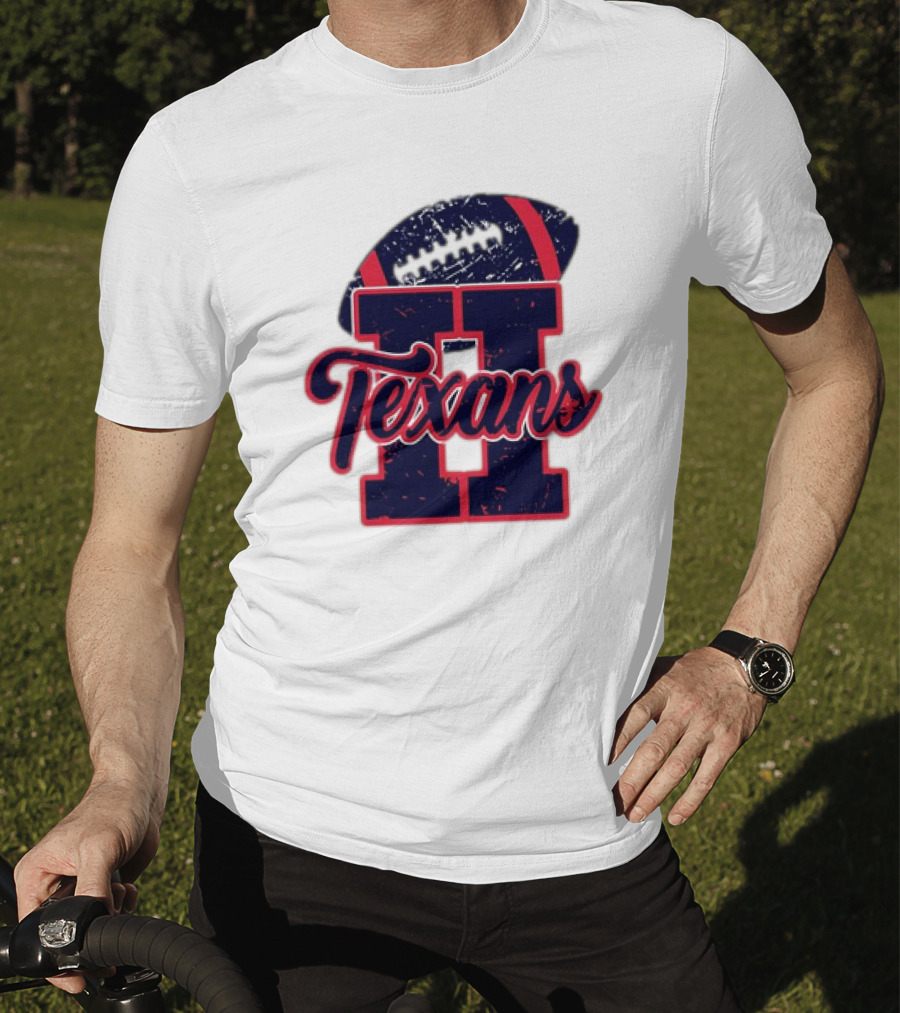 Retro Vintage Texans Football H Logo With Football T-Shirt