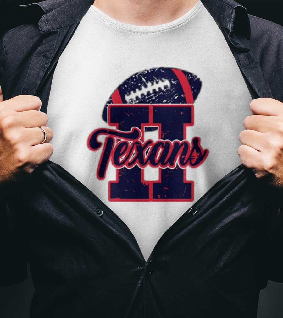 Retro Vintage Texans Football H Logo With Football T-Shirt