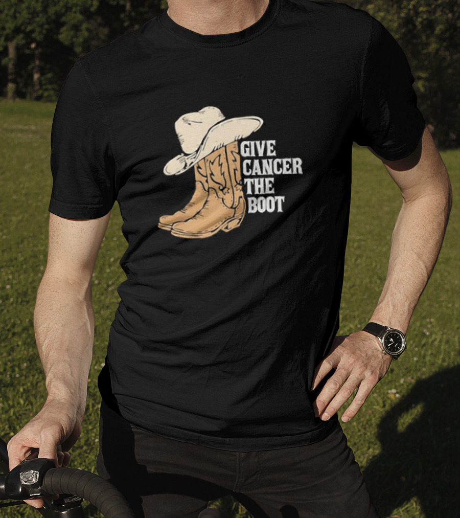 Give Cancer The Boot Retro Cowboy Hat And Boots T-Shirt