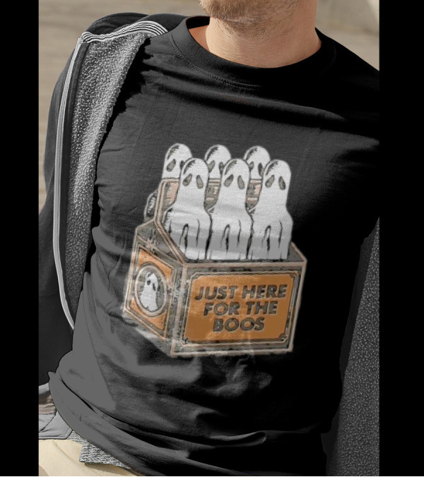 Just Here For The Boos Halloween 6 Pack Ghost Beer Bottles Humorous Retro T-Shirt