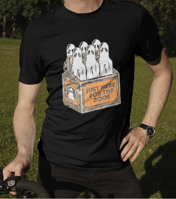 Just Here For The Boos Halloween 6 Pack Ghost Beer Bottles Humorous Retro T-Shirt