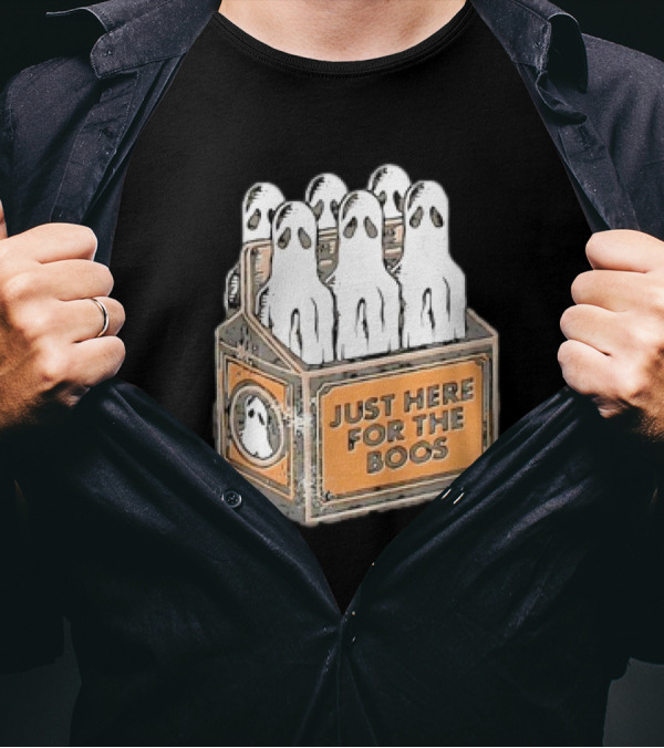 Just Here For The Boos Halloween 6 Pack Ghost Beer Bottles Humorous Retro T-Shirt