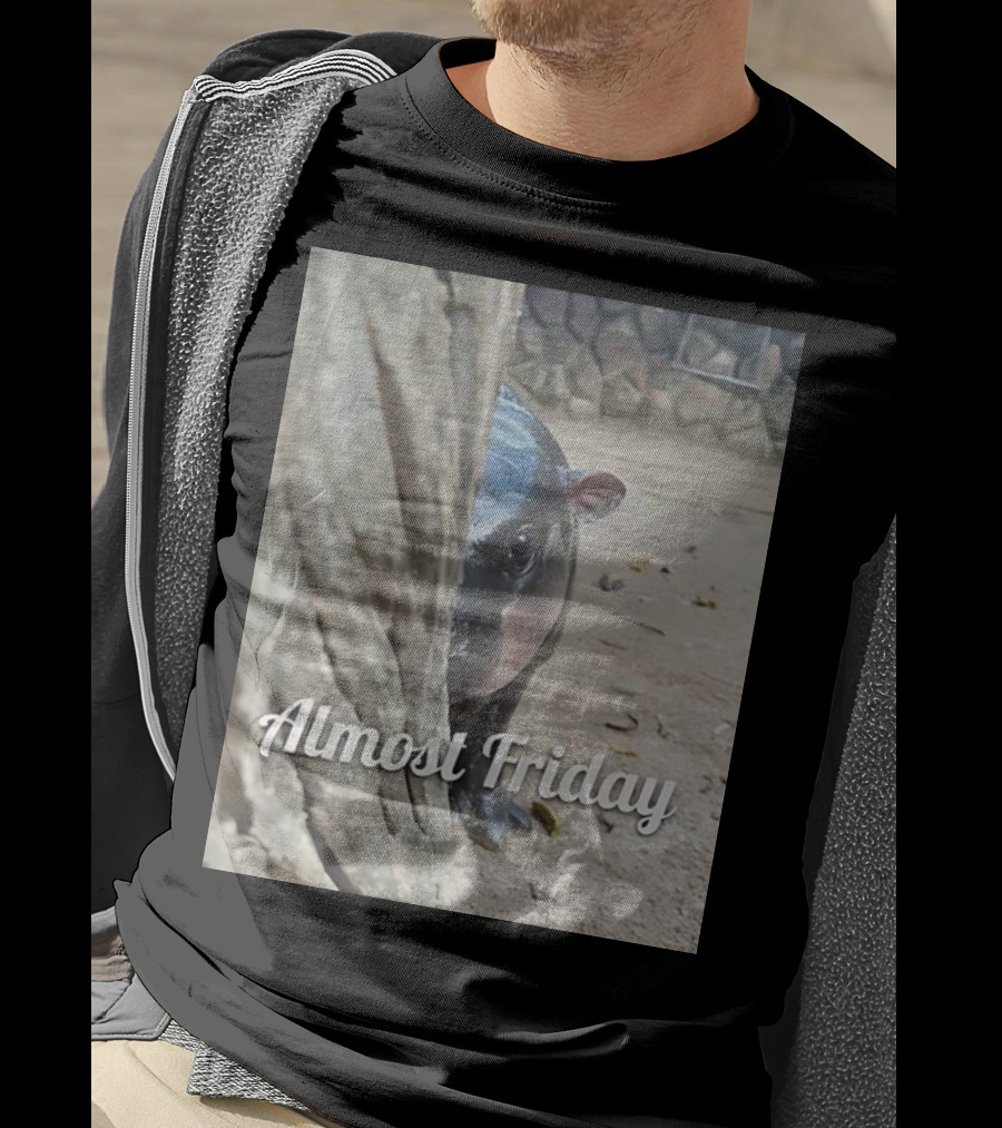 Almost Friday Peek Hippo Behind Tree T-Shirt