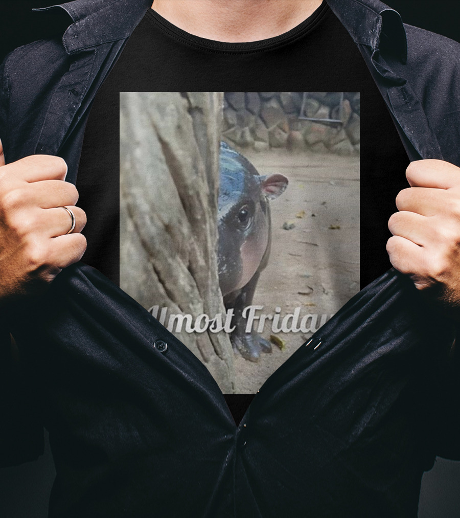 Almost Friday Peek Hippo Behind Tree T-Shirt