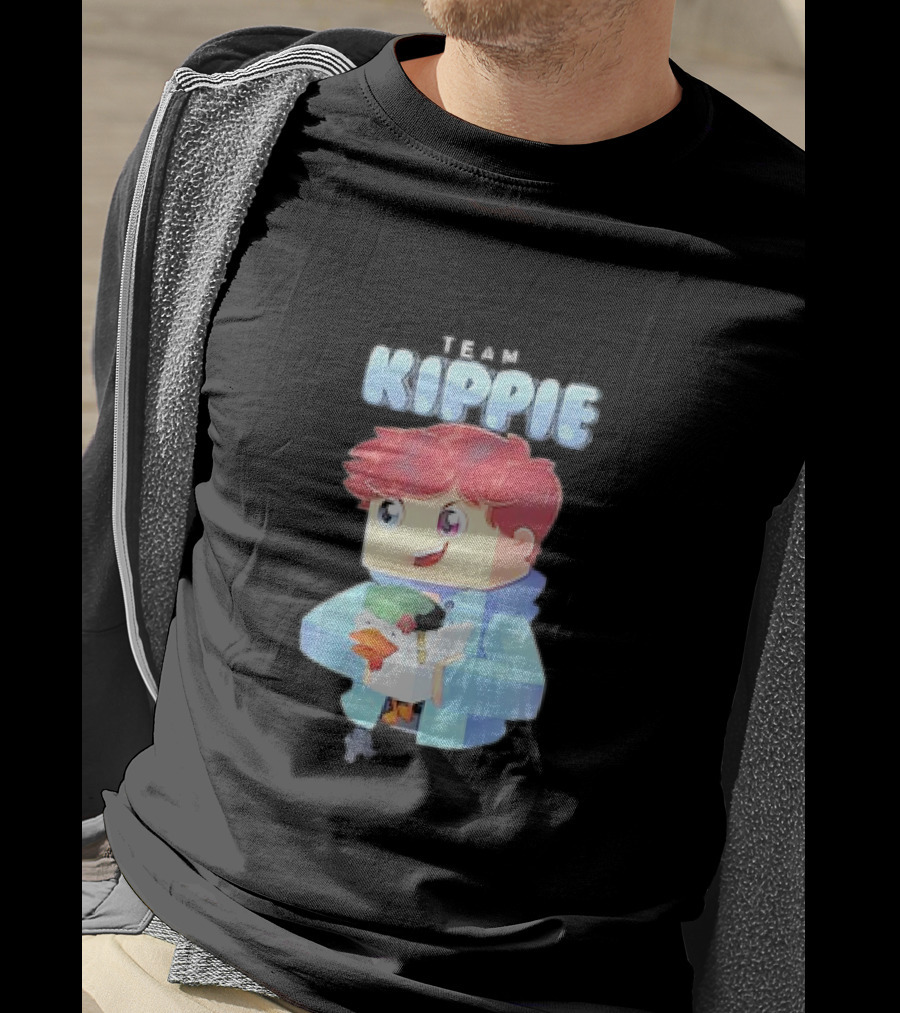 Team Kippie Cartoon Pixel Art Character With Pet Chicken T-Shirt