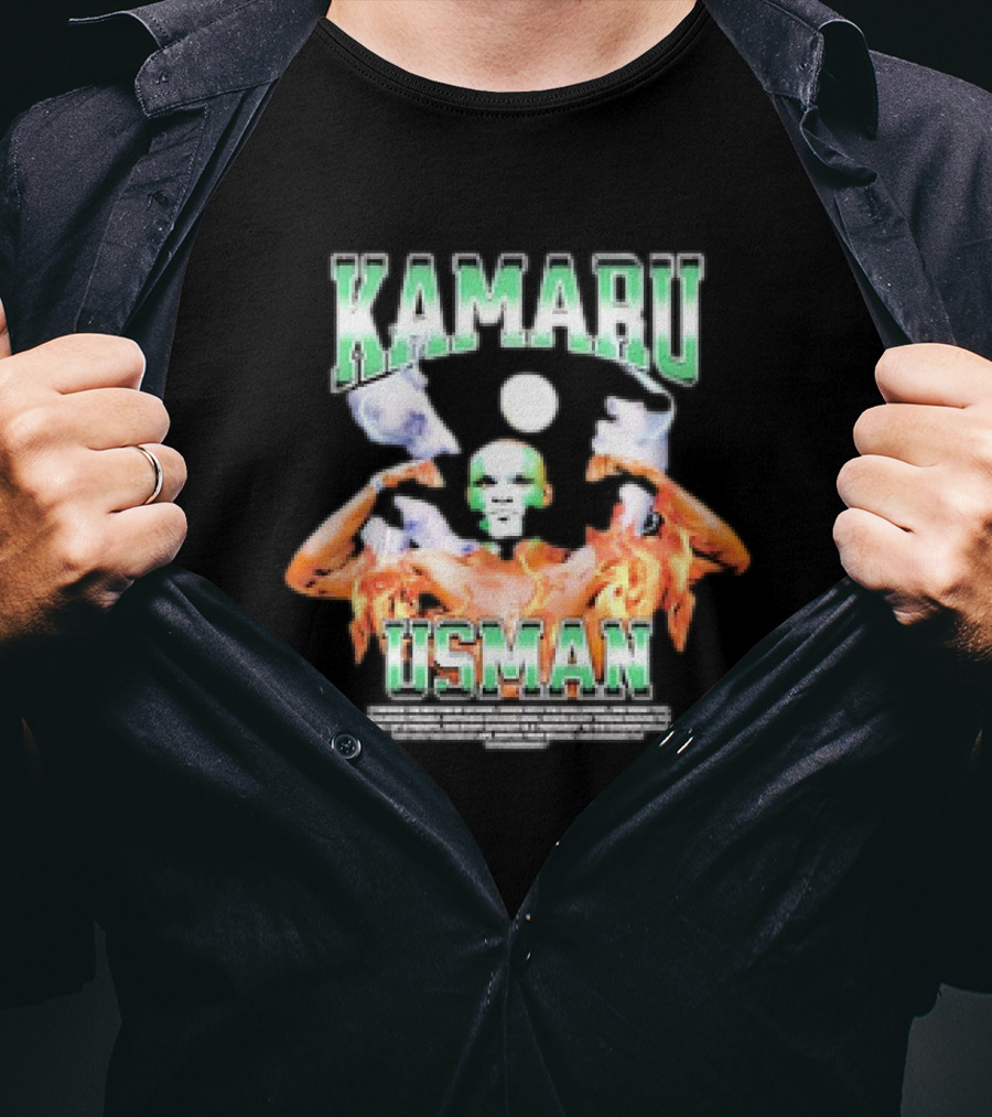 Kamaru Usman Warrior Spirit Flames And Smoke T-Shirt