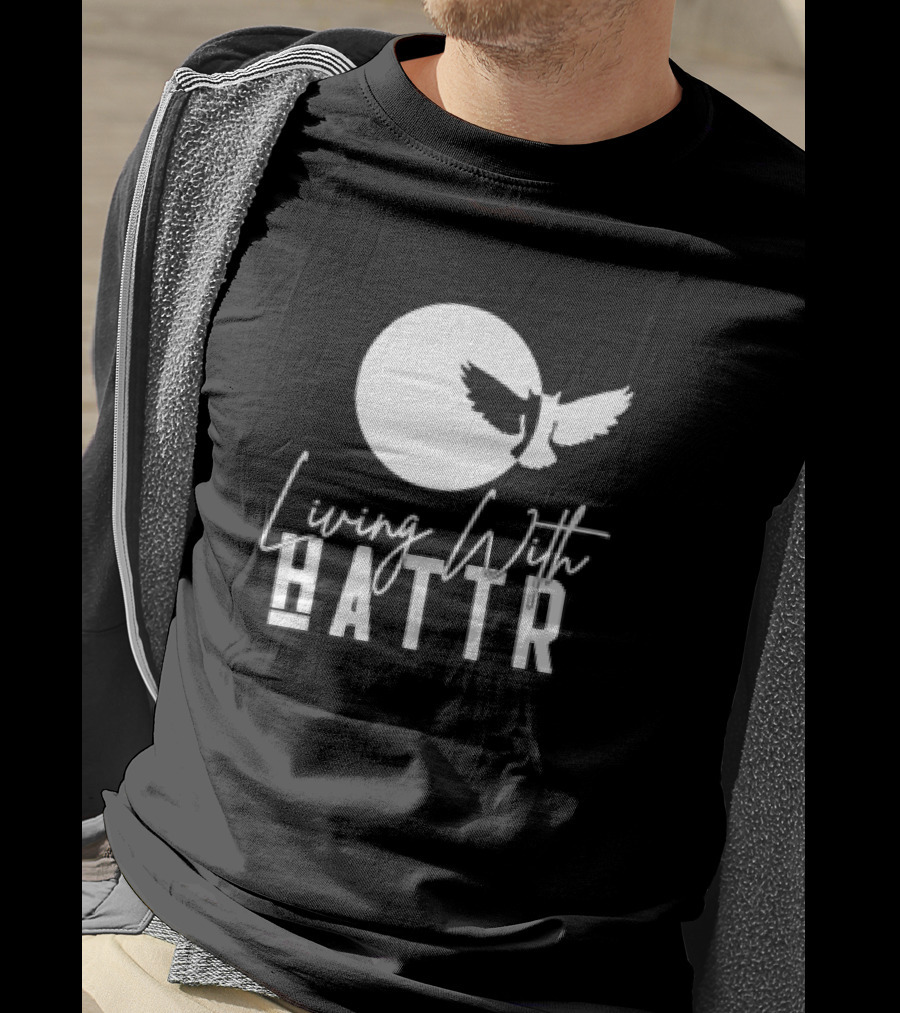 Living With Hattr Owl Moon Retro T-Shirt