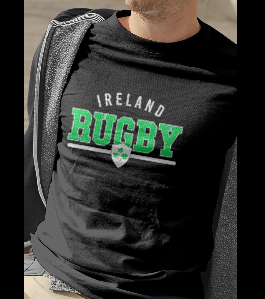 Ireland Rugby Wordmark Nations Supersoft Logo Shamrock Shield T-Shirt